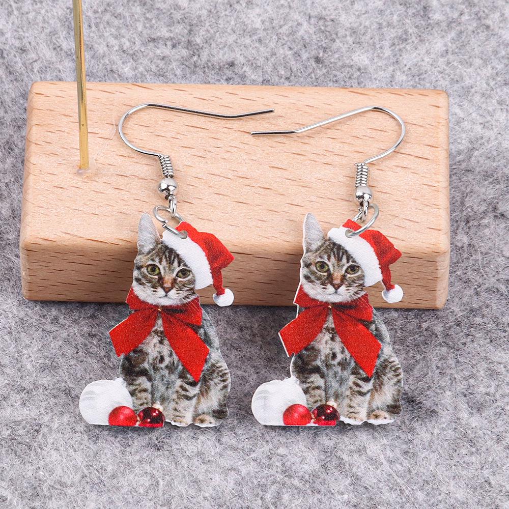 Brincos de Natal Festivos de Desenho Animado: Ganchos de Orelha Fofos e Criativos para um Ambiente de Feriado Divertido
