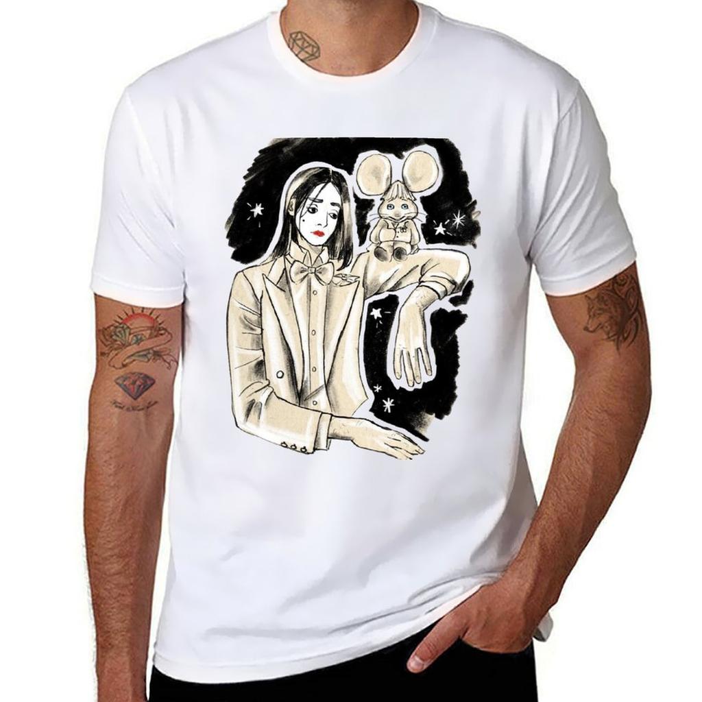 Cantante e Topo : Lucio Corsi T-Shirt t-shirt nera in cotone semplice da uomo pacco t-shirt da uomo 100 percento cotone T-Shirt