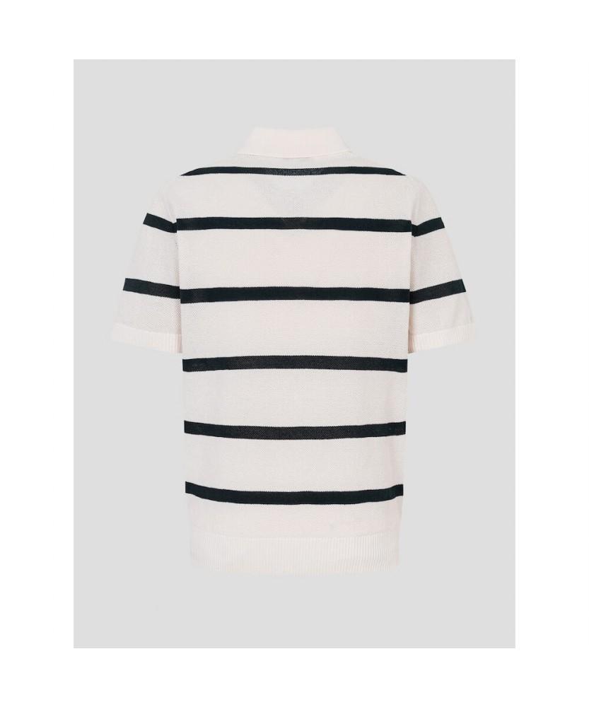 Binpolmen Bold Stripe Collared Neck Knit Ivory