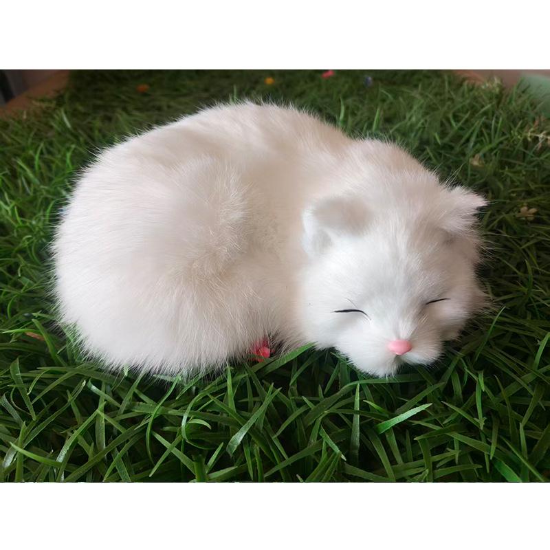 Ev Dekorasyonu İçin El Yapımı Gerçek Kürk Kedi Model Peluş Süs