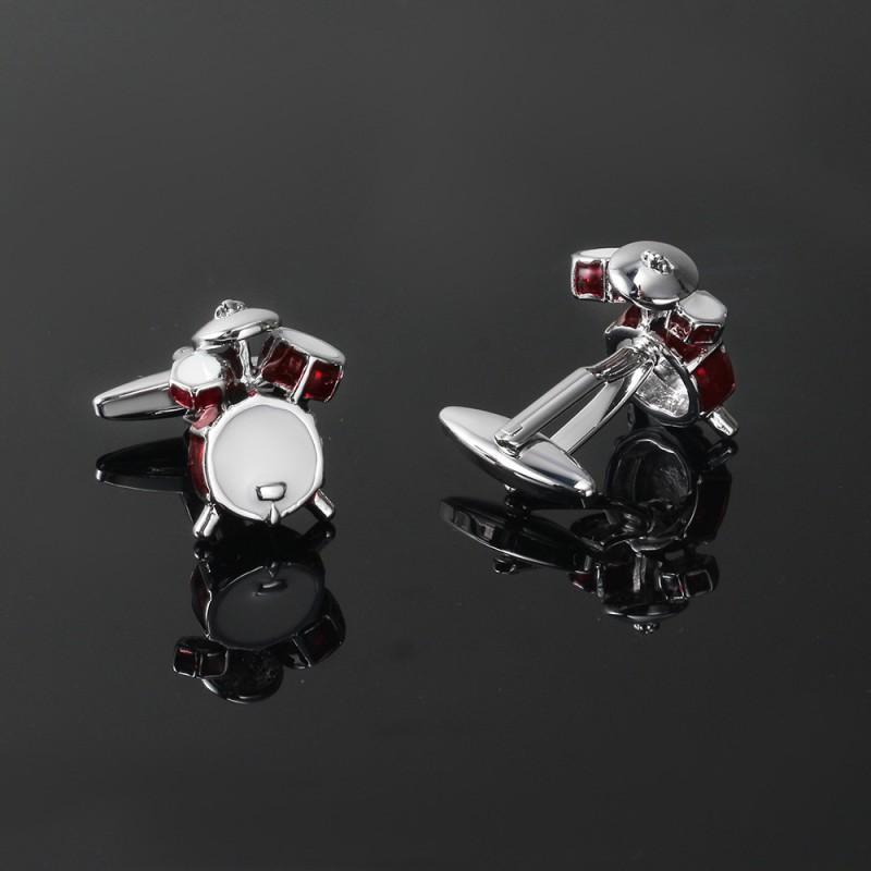 Drum Set Red Dot Painted Metal Enamel Cufflinks Men's French Shirt