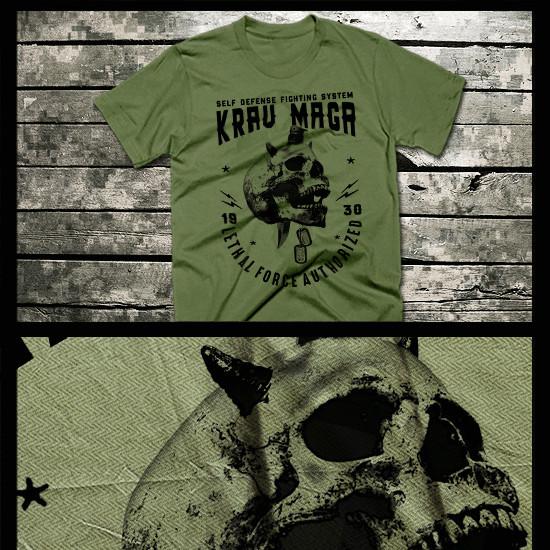 

Krav Maga T-shirt Special Forces Military Martial Arts Combat Defense Skull tee 4XL