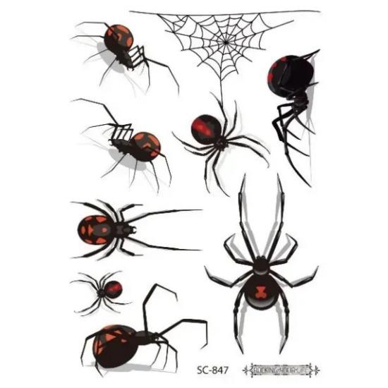 1 stück Halloween Spinnennetz Temporäre Tattoo Aufkleber für Kinder Allerheiligen Horror Lustige Wasserdichte Gefälschte Tattoos Wassertransfer