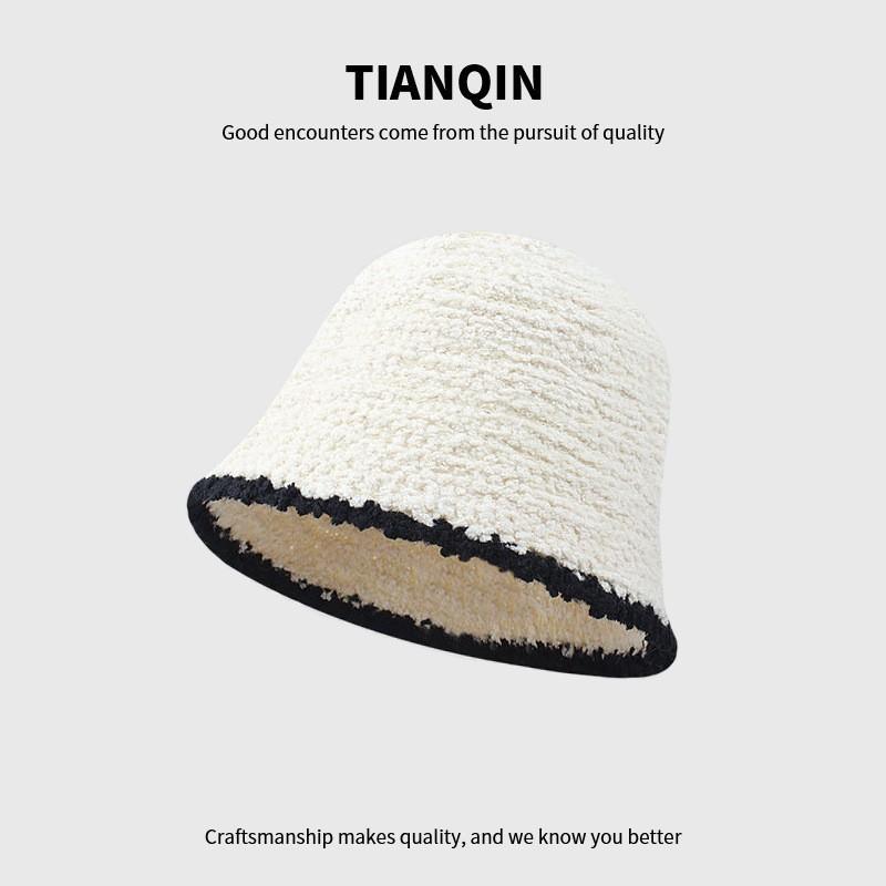 

Шляпа черная вязаная плюшевая панама женская осенне-зимняя большой окружности головы панама универсальная и для маленького лица