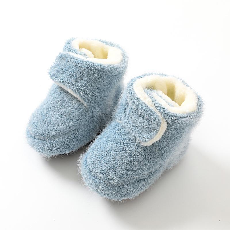 First Walker Soft Sole Non-Slip Baby Shoes & Socks - Thickened for Warmth, Solid Color, Perfect for Autumn/Winter, Newborn to Toddler Floorsocks