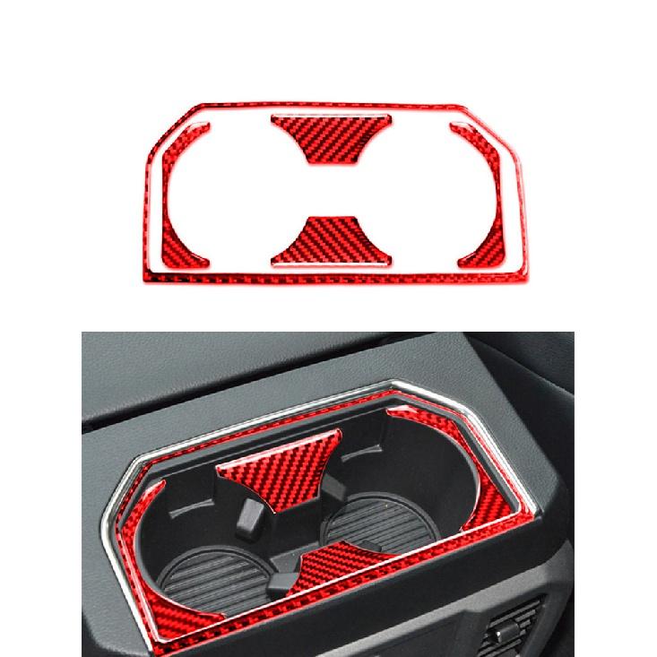 Pentru Ford F-150 2017- Accesorii auto Interior Fibră de carbon Cupă de scurgere față Cadru decorativ Wait Red Stickers
