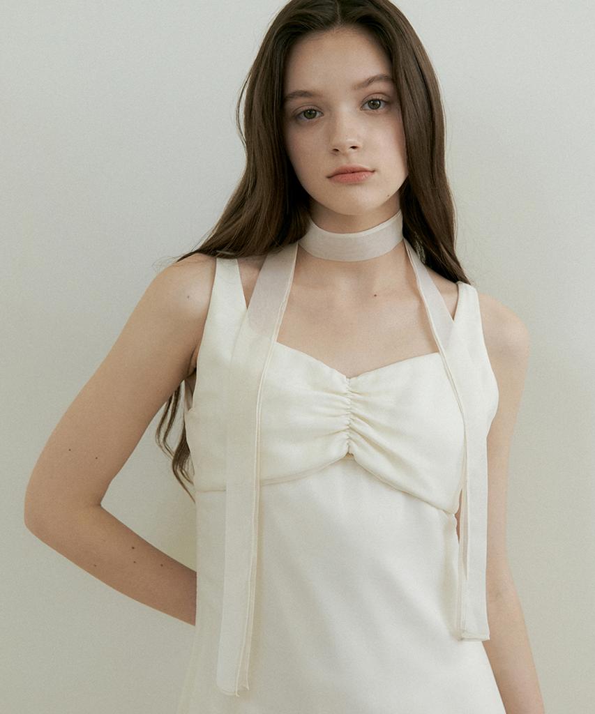 REORG Petal Layered Tie Sleeveless Ops Cream