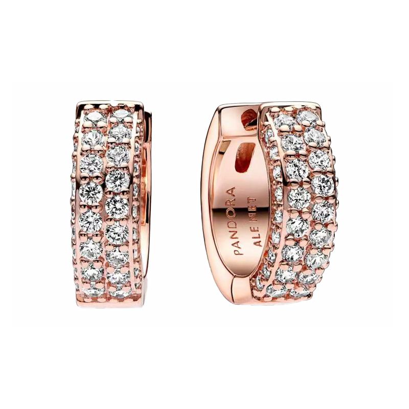 Pandora Timeless Pavé Double Brilliant Earrings Women s Rose Gold 282622C01