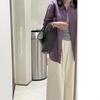 Giacca Camicia da Donna Viola in Cotone a Manica Lunga, Stile Coreano, Vestibilità Larga, per Primavera e Autunno