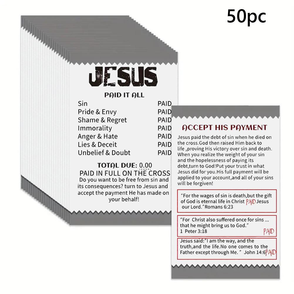 

Spanish Jesus Paid It All Gospel Tracts Non-Fade Plan of Salvation Prayer Cards Small Prayer Postcard for Evangelism Church Gift