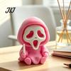 Three Dimensional Skull Art Pieces Halloween Ghost Statue, Cartoon Skeleton Sculpture, 3D Printed Textures Small Spooky Accents for Shelves