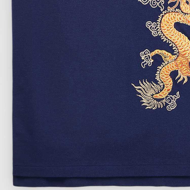 Polo Ralph Lauren SS24 Dragon Pattern Embroidered Slim Fit Casual Short Sleeve Polo Shirt Men Polo Shirts Deep-Cobalt-Blue MNPOKNI1N822584-400