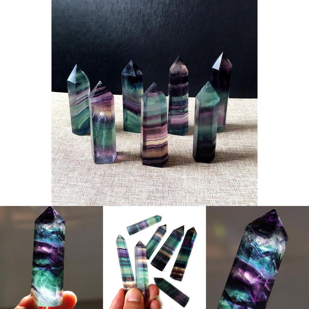 Elegant Natural Fluorite Quartz Crystal Stone Healing Amethyst Hexagonal Wand Point For Wellness And Balance