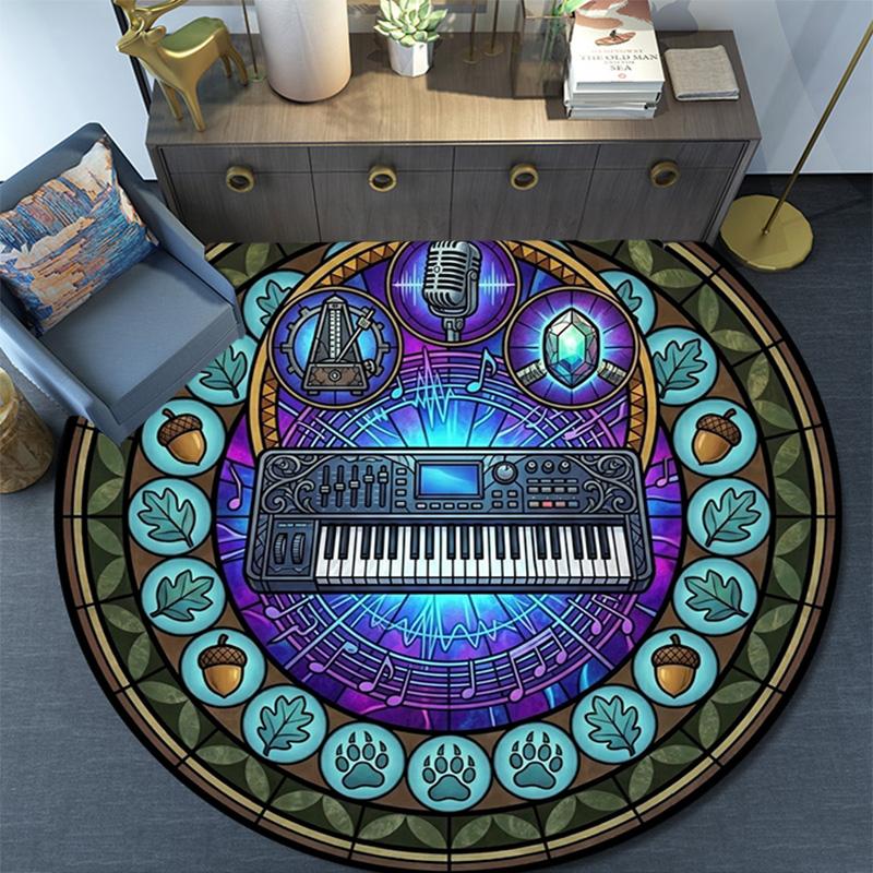 Musical Instruments Harmony Round Area Rug Under Office Chairs Bedroom Living Room Home Decor