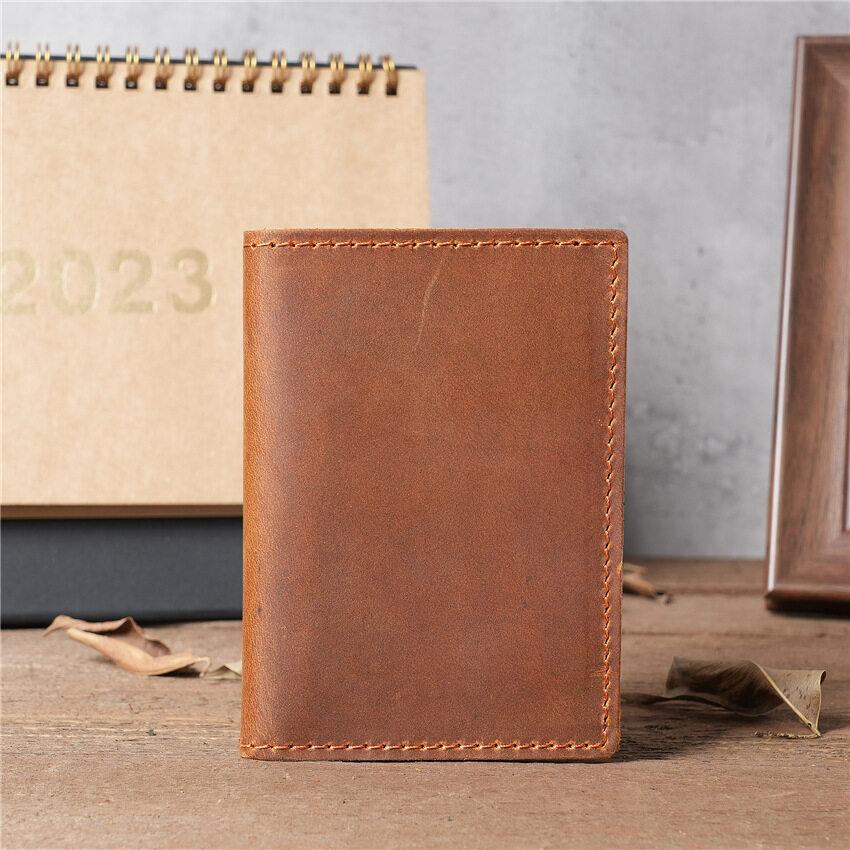 Herren-Kreditkartenetui aus Crazy Horse-Leder, schmal, dünn, Ausweishüllen, Retro-Brieftasche, echtes Rindsleder, für Herren