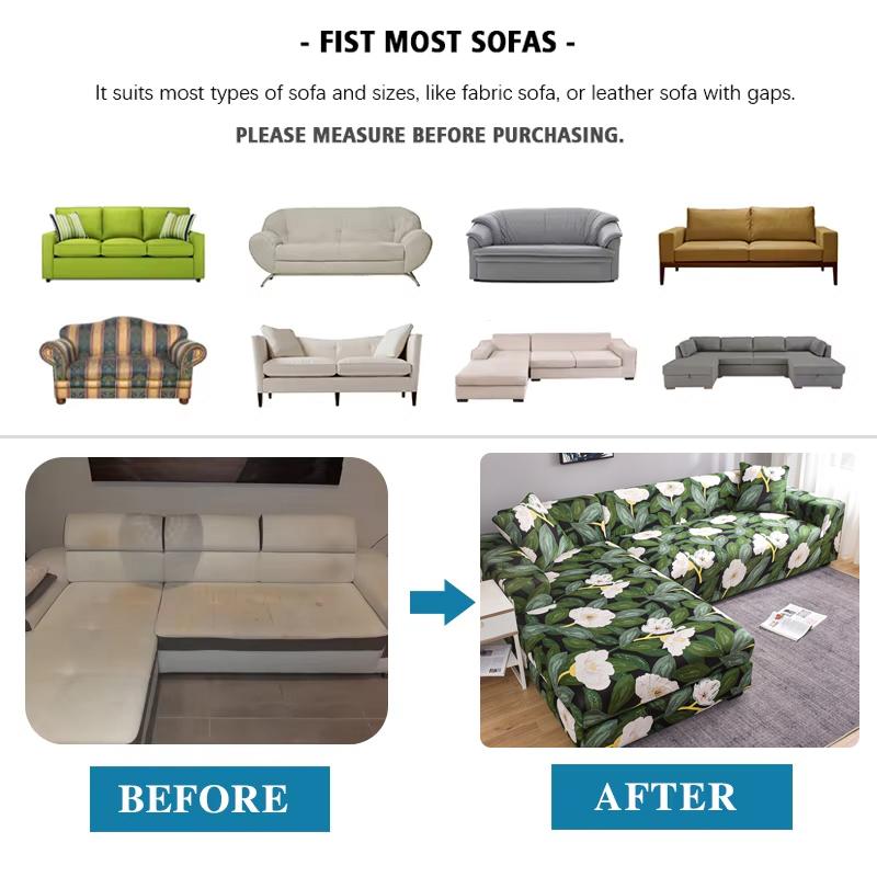 Stretch Couch Covers Soft All-Inclusive Armchair Sofa Slipcover Fitted L-Shaped, Sectional, Chaise Sofa Cover 1/2/3/4 Seater 1Pc
