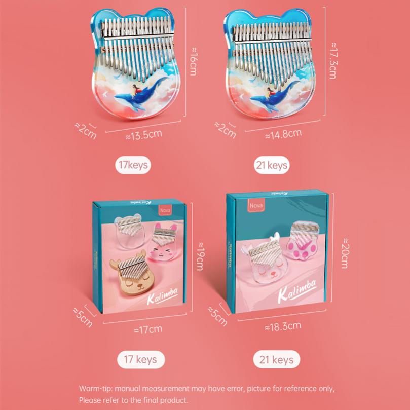 Acryl Kalimba 17 Taten - Transparentes Daumenklavier Mit Tasche Für Anfänger & Erwachsene