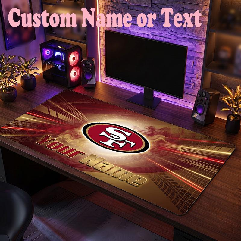 Tappetino Mouse Personalizzato con Nome Testo San Francisco 49ers, Tappetino Mouse Grande per Scrivania Regalo Personalizzato per Ufficio Domestico