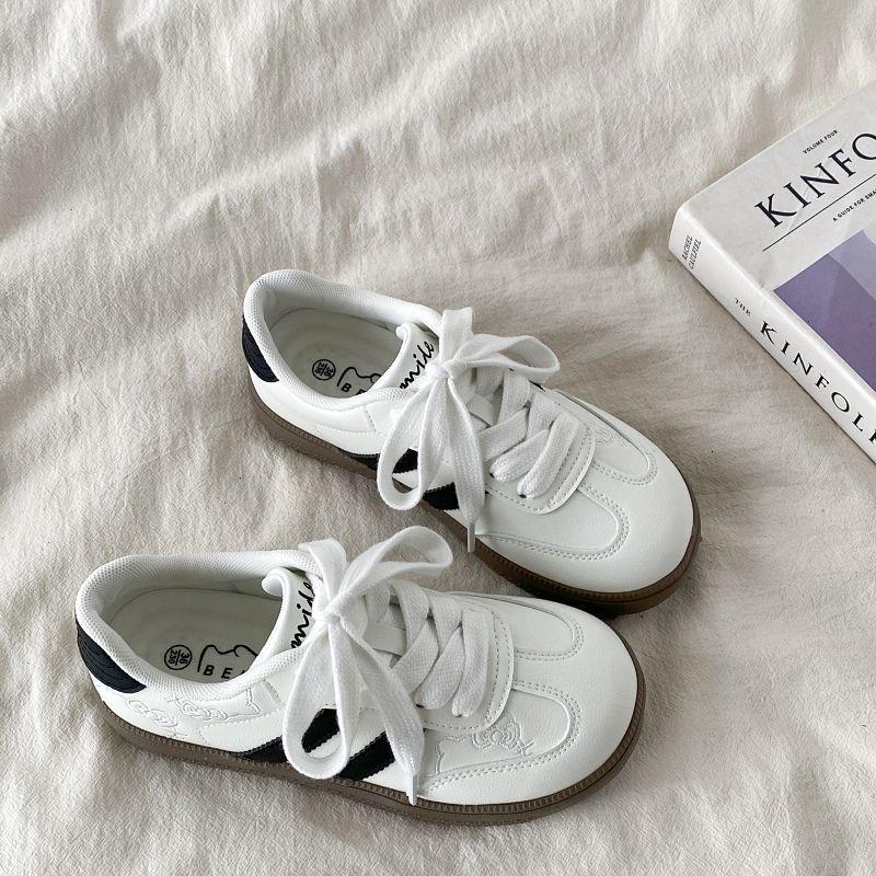 Women's Retro-Inspired White Campus Sneakers - Summer 2025 Fashion Kitten Design