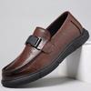 Men's Casual Leather Shoes 2025 New Versatile Trend Doudou Shoes Men's High-end Hand-scratched Leather Loafers