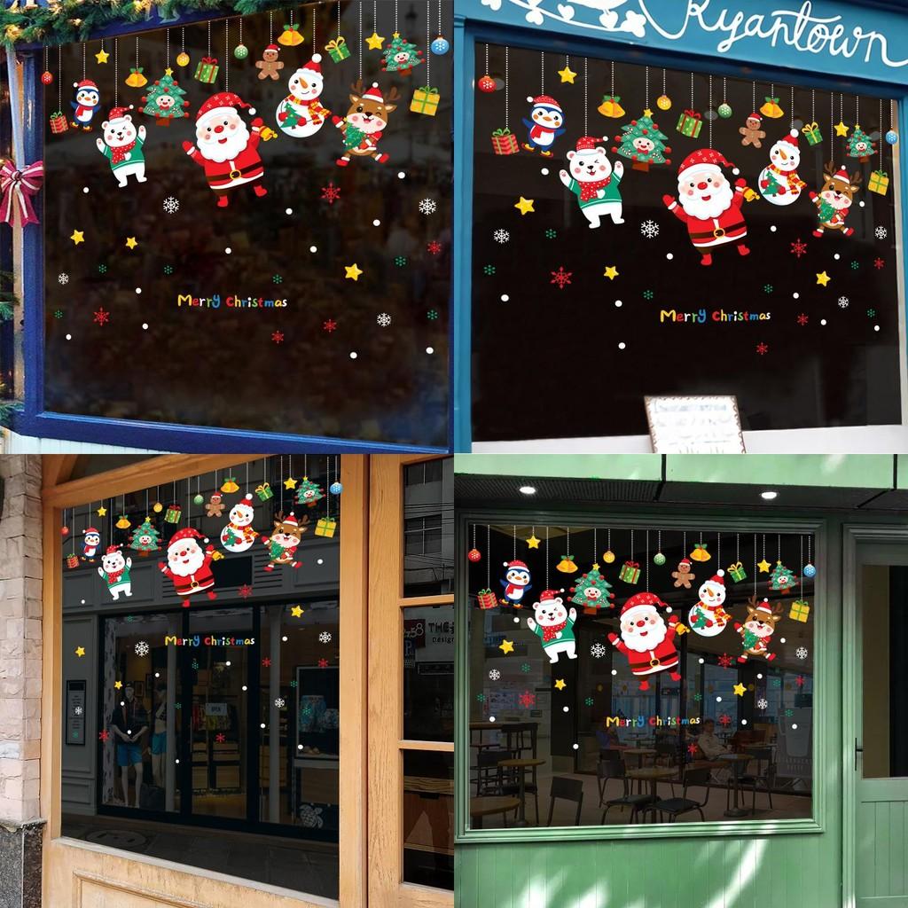 Snowman Christmas Tree Santa Claus Window Stickers Set Decoration Christmas