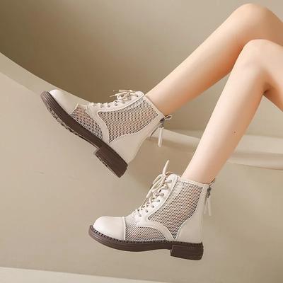 New Shoes for Women Zip Women's Boots  Fashion Solid Office and Career High Quality Mesh Heeled Boots Women Zapatos Mujer