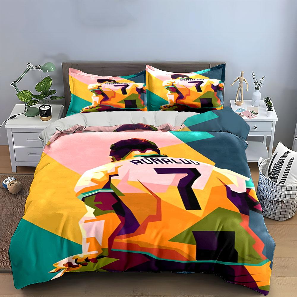 Abstract Ronaldo figure design. Bedding sets Duvet cover sets Duvet covers Pillowcases(1 * Duvet Cover 2 * Pillowcases without duvet insert)