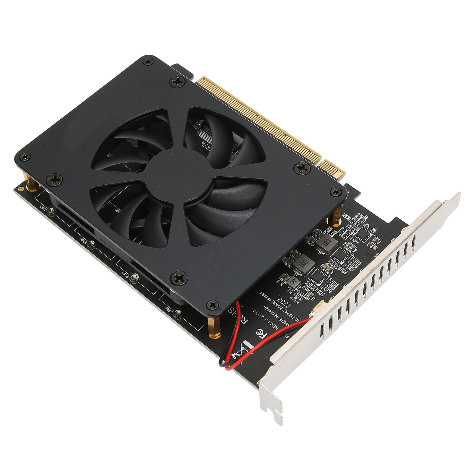 

Адаптер M.2 PCIE PCIe 4.0 X16 на 4 порти M.2 NVMe з вентилятором охолодження NVME Raid-карта 4x32 Гбіт/с M.2 SSD
