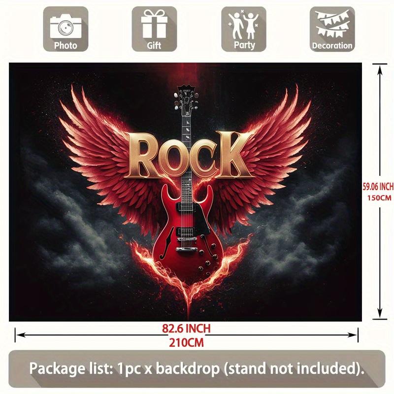 Rock Star Guitar Wings Polyester Fiber Banner Music Theme Wall Decoration Multi functional Home Room Party Decoration
