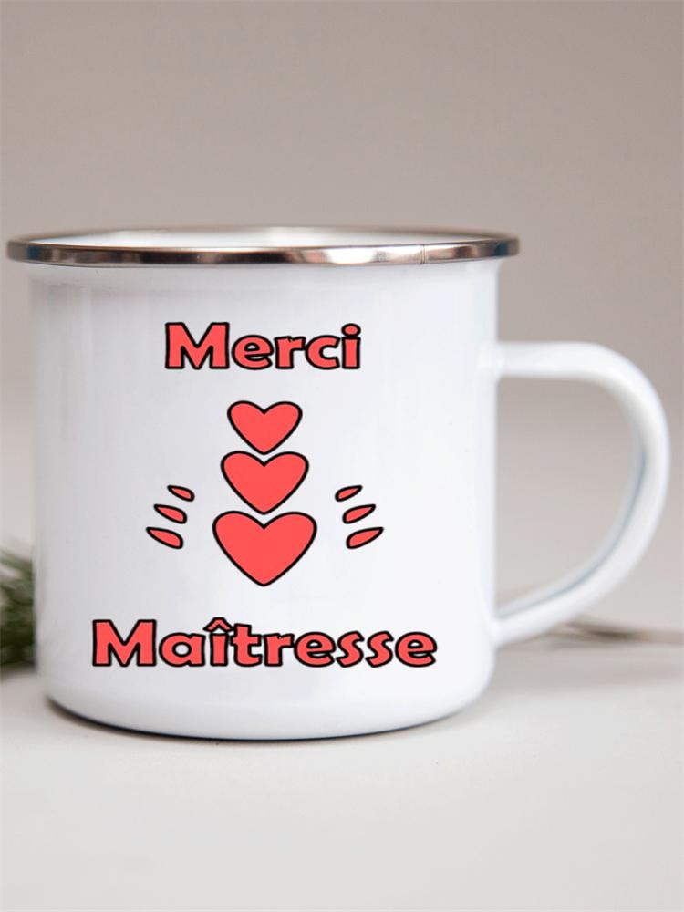 Französische Emailletassen mit Blumendruck Kreative Kaffeetasse Milch Wein Bier Getränk Saftbecher Schule Zuhause Henkel Trinkgeschirr Lehrergeschenke
