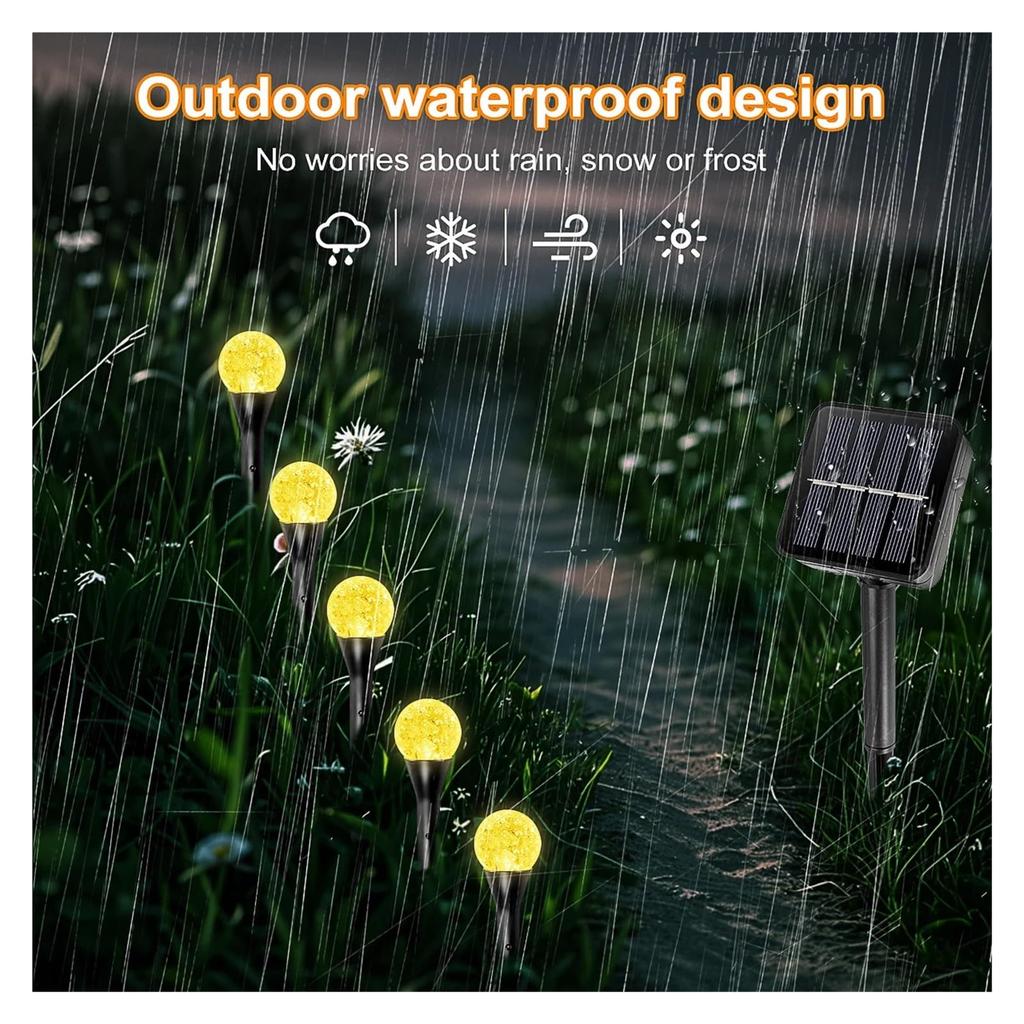 30-LED Crystal Bubble Ball String Lights Outdoor Solar Garden Lights for Lawn Patio Landscape Stake Lamps