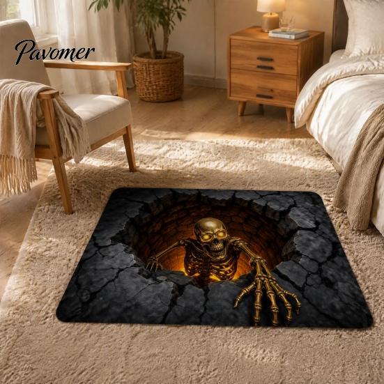 Seasonal Party Accent Piece 3D Halloween Rug, Optical Illusion Floor Mat, Diatomaceous Earth Bath Entryway Rug Spooky Depth Area for Living