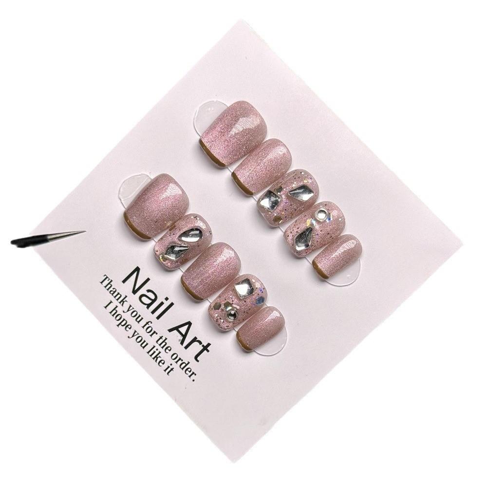 Rainbow Cat Eye Handmade Wearable Nail Patch Sweet Thin Flashing Nail Blush