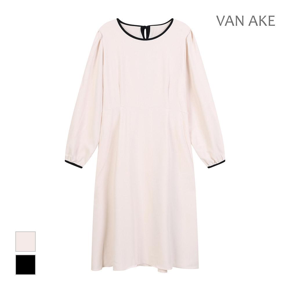 VANAKE Round Neck Contrast Line Dress_Vb34Opq312Z