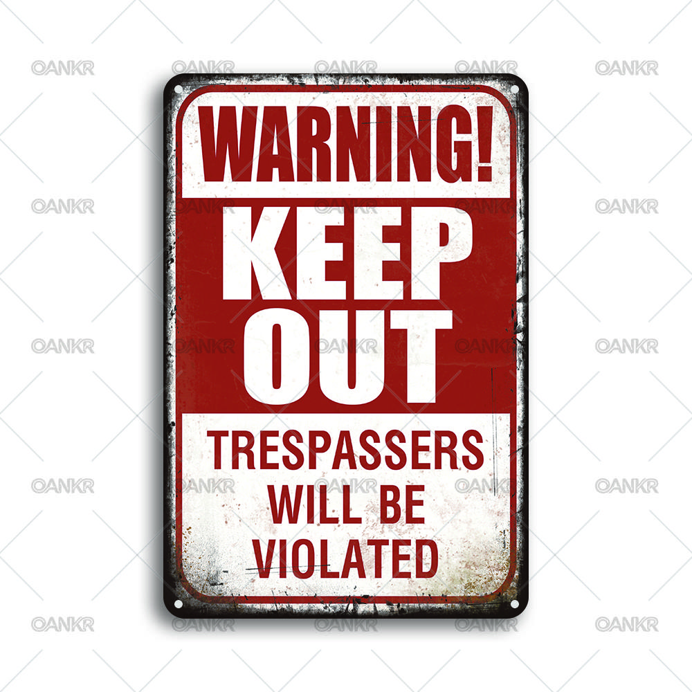 

Vintage Warning Art Metal Tin Sign Keep Out Trespassers Will Be Violated Metal Signs for Farm Bar Garden Home Wall Decor Plaque 20x30cm（7.8x11.8inch）
