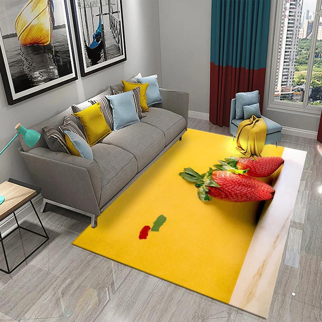 Strawberry Carpet Fresh Fruit Rug Kitchen Doormat Living Room Bedroom Floor Rug Bathroom Non-slip Foot Mat Entrance Hall Carpet