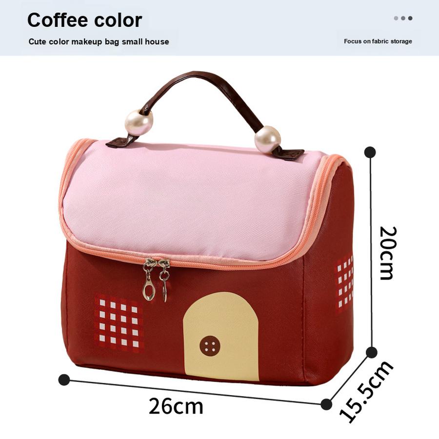 Cute House Cosmetic Bag Organizer for Women, Multi-Function Portable Travel Wash Bag, Large Capacity Storage Bag