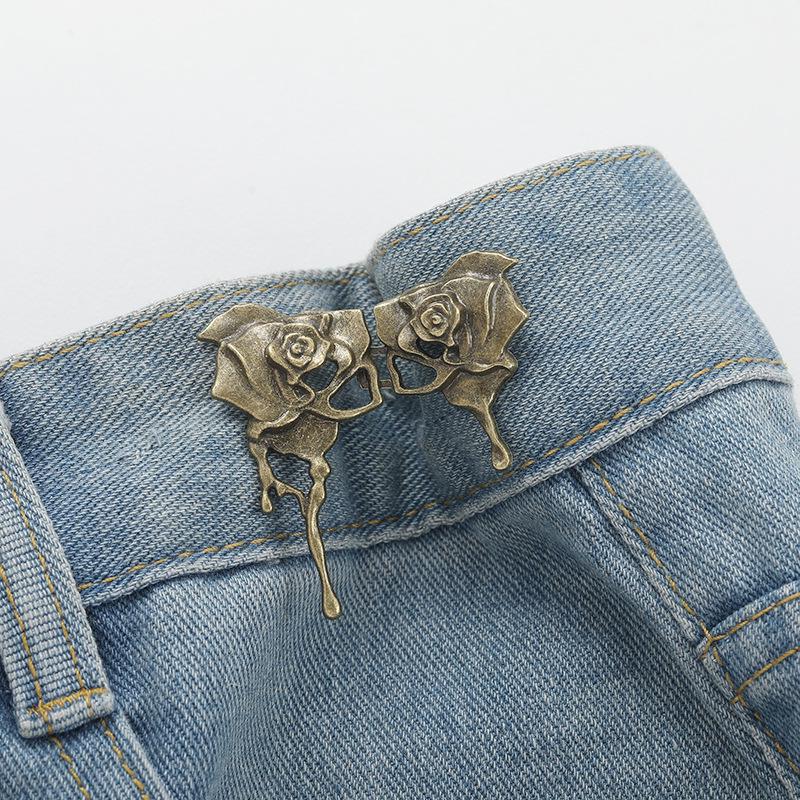 Rose Waist Cincher: Stitch-Free, Nail-Free Mother-Child Detachable Buckles for Jeans