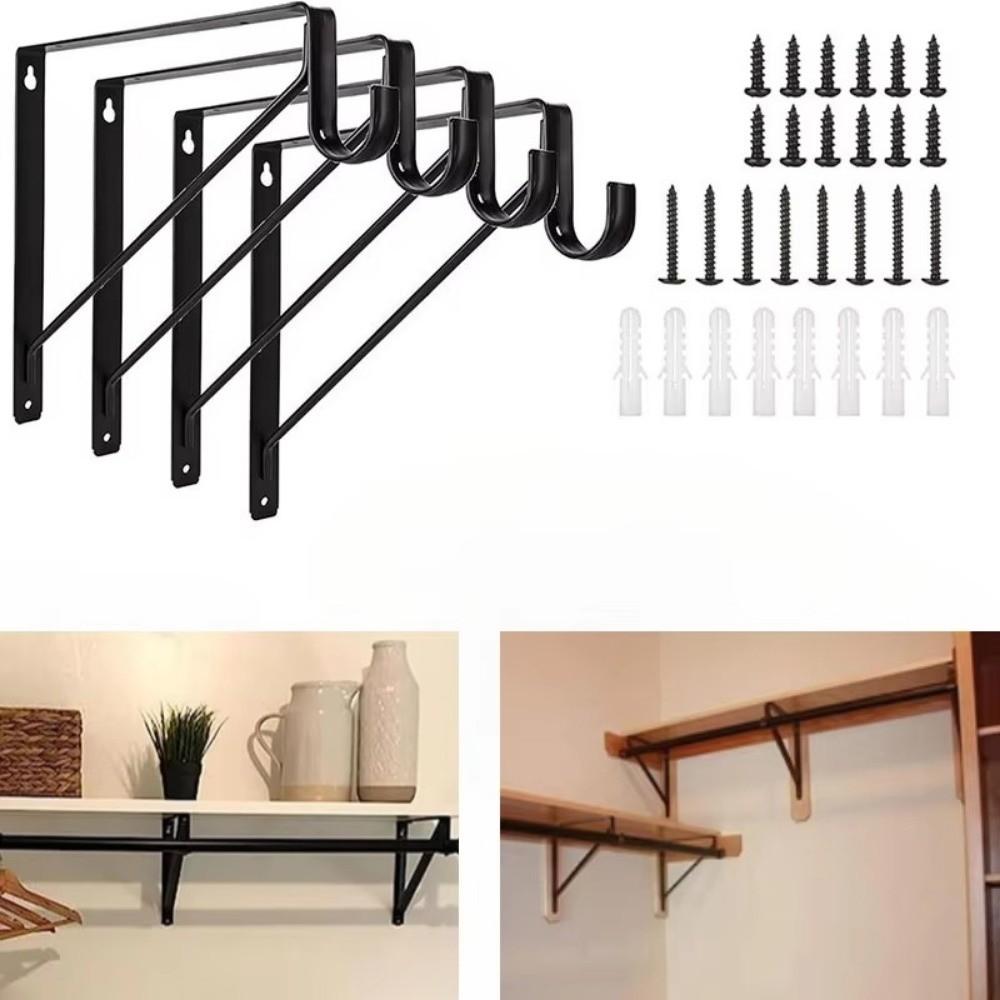 Iron Wardrobe Bracket Heavy-duty Closet Rod Support Hook  For Closet, Bathroom and Kitchen