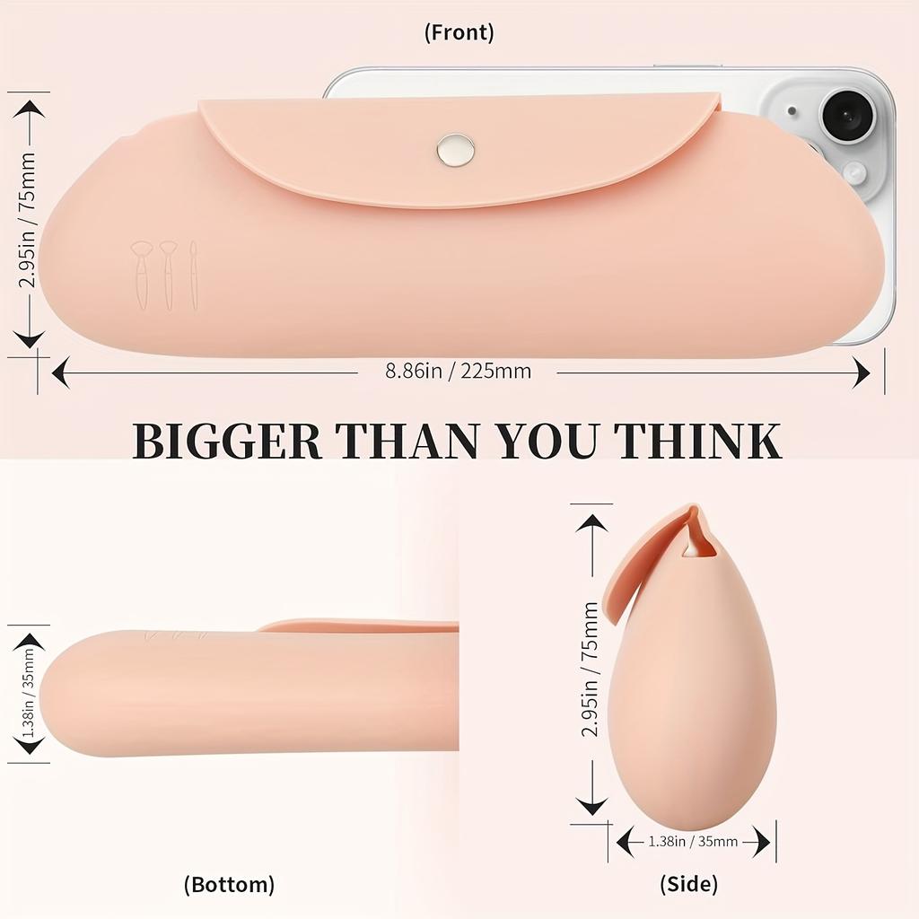 Silicone Makeup Brush Organizer Pouch, Dustproof Cosmetic Tool Storage Bag, Portable Travel Makeup Clutch