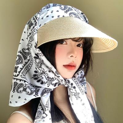 Chapeau Foulard Tête Loli Doux Casquette de Baseball Rétro Française Chapeau Soleil Polyvalent Vacances en Plein Air au Bord de la Mer