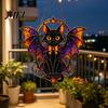 Lightweight Hanging Ornament Halloween Bat Cat Suncatcher, Stained Glass Style Acrylic Sun Catcher, Gothic Festival Atmosphere Display Black for Home