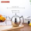 Polished Stainless Steel Teapot Water Kettle Thickened with Filter Tea Pot 1/1.5/2L Gas Induction Cooker Kettle Household Teapot