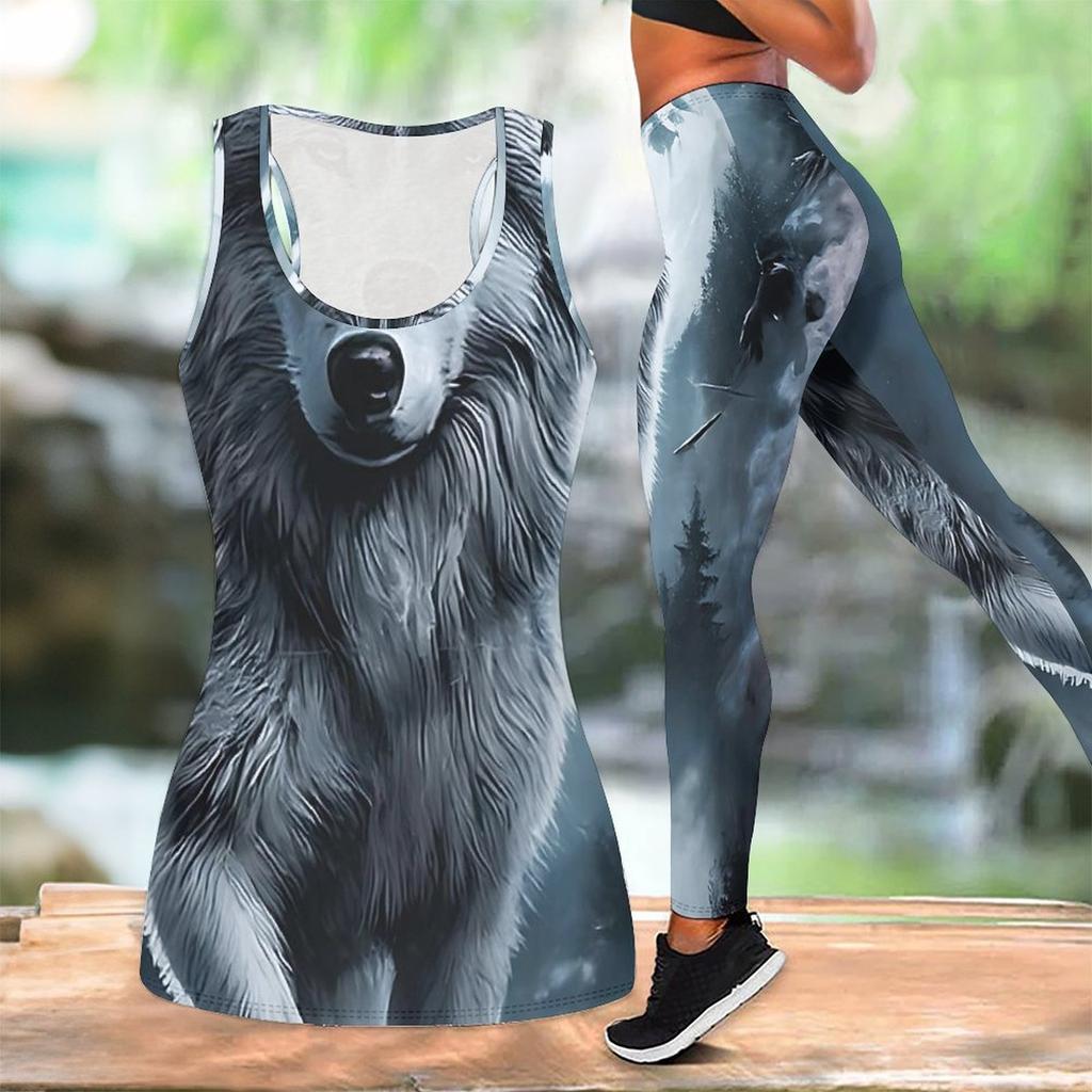 Animal Pattern Print Yoga Outfit for Women Fashion Workout Leggings Fitness Sports Casual Yoga Set Sports Suit