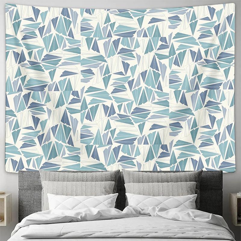 Ocean Wave Tapestry Blue Geometric Pattern Wall Hanging Coastal Home Decor Beach Theme Room Decor Aesthetic Room Tapestry Dorm R