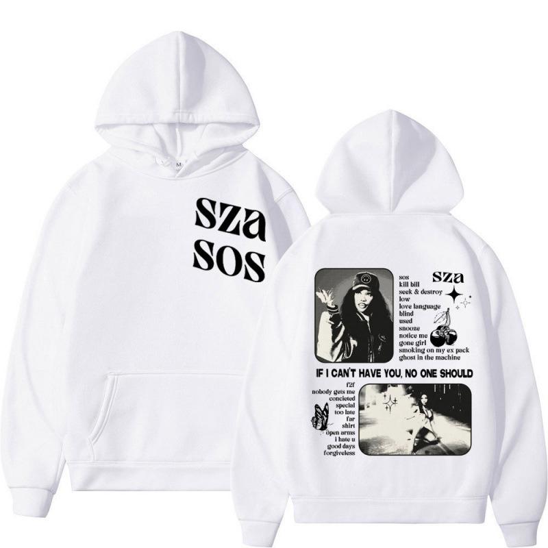 Autumn Winter Men Hooded Singer Sza Sos Print Ho
