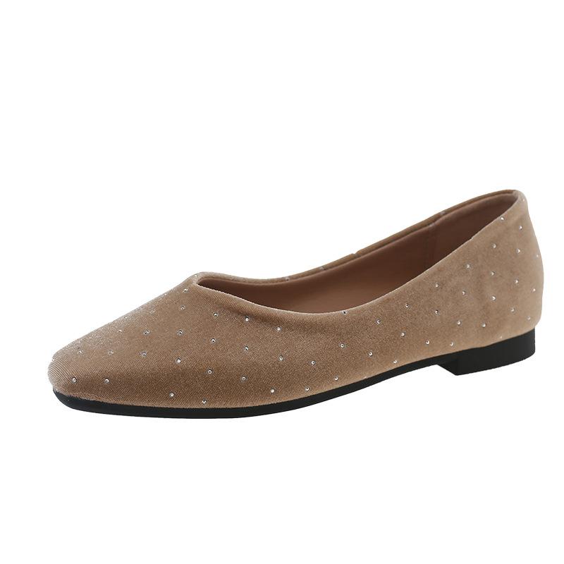 European and American style casual and comfortable soft-soled small leather shoes, new solid color pearl flat-soled single shoes in spring and autumn