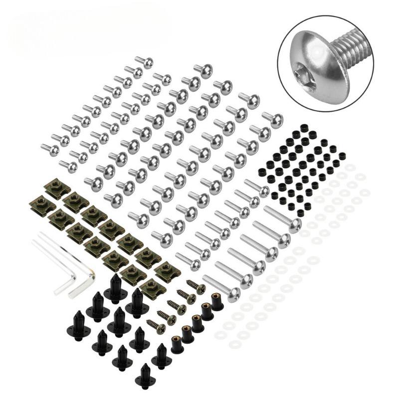 

190 шт. Болты обтекателя мотоцикла, крепежные клипсы, винты для YAMAHA YZF R1 R15 R25 R3 R6 R125 R15 R25 MT03 MT07 MT09 MT10 FZ07 FZ09 серебряный