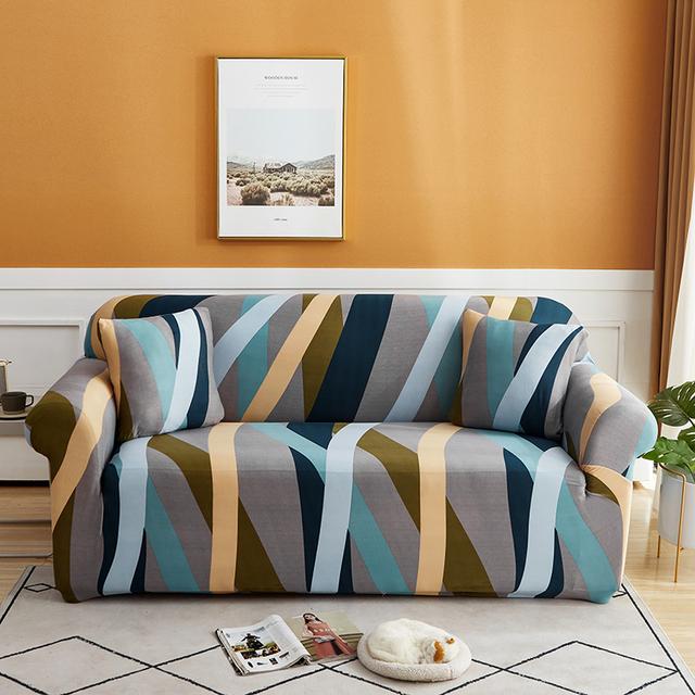 String Printed Sofa Furniture Protector Covers For Living Room Flexible Elasticized Slipcover Sectional Corner Sofa Covers 1 /2 /3 /4 -Chairer