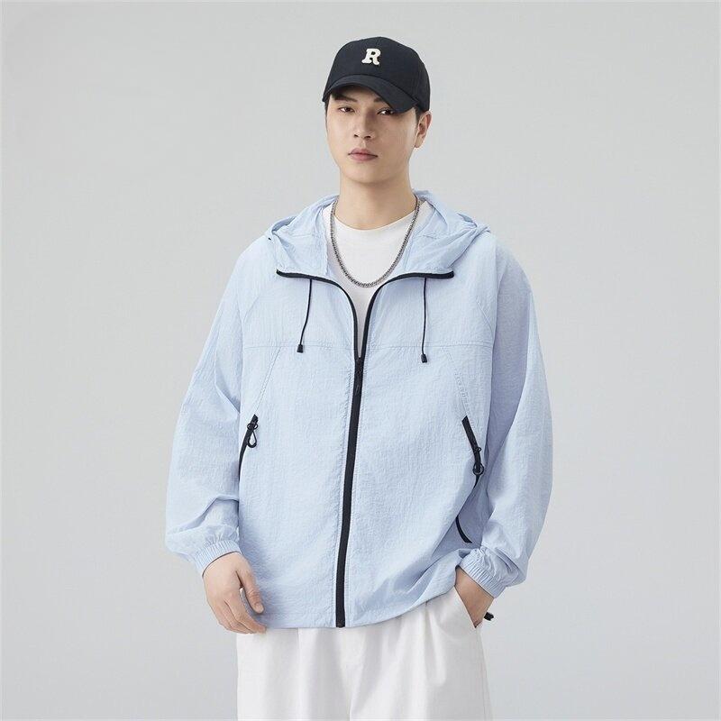 Lightweight Unisex Solid Color Hooded Zipper Breathable Sun Protection Jacket